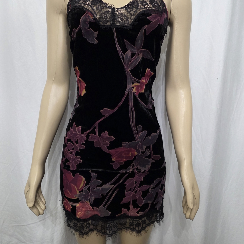 Sugarlips Velvet Mini Dress with Floral Accents